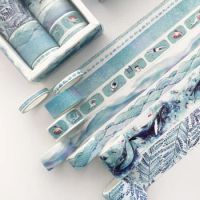 8 pcs/pack Blue Cloud Fish Washi Tape set Kawaii Paper Adhesive Tape DIY Scrapbooking Sticker Label Masking