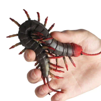 TPR simulation animal model children's trick soft gel centipede lizard insect pinching music decompression vent toy
