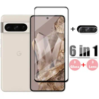 6in1 Glass For Google Pixel 8 Pro Tempered Glass Google Pixel 8 Pro Screen Protector Protective Phone Lens Film Pixel 8 7 7A