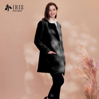IRIS 保暖高領羊毛剪接大衣-16703