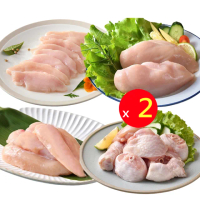 【卜蜂】急凍生鮮 清雞胸.雞里肌.雞胸-切片.棒腿-切塊.雞軟骨 真空6連包x2組(2.7kg/組_居家料理.燉煮炒)