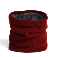 2023 New Fashion Women Snood Downy Wide Stripe Thick Neck Winter Warm Ring Scarf Muffler Female Wraps Unisex Solid Men Outdoor