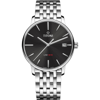 TITONI 梅花錶 LINE1919 百年紀念 T10 機械錶-炭黑x銀/40mm
