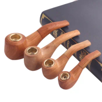 High Quality Handmade Solid Wood Pipe Retro intage portable Smoking Pipe Bent Tobacco Pipe Old Style Smoke Tool