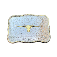 2024 Fashion Western Style Silver Golden Bull Head Belt Buckles Metal Rectangle Pin Buckles with 4cm Width Belt Luxury Buckles