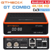 GTMEDIA GT COMBO Android 9.0 TV BOX+DVB-S/S2/S2X,DVB+T/T2/C Android box satellite receiver 4K HD BT4.1 2+16GB GTPlayer CCAM M3U