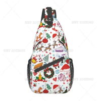Christmas Cartoon Doole Sling Bag Fashion Crossbody Backpack Shoulder Bag Chest Bag for Men Women Outdoor Hiking Travel