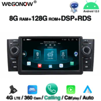 360 DSP Android 12.0 8Core 8GB RAM 128GB ROM Car DVD Player GPS Map RDS Radio wifi 4G LTE Bluetooth 5.0 For Fiat LINEA 2007-2013