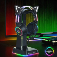 Onikuma RGB Gaming Headset with mic 頭戴式電競耳機 貓耳朵 (可拆卸) X15 Pro - 黑色 