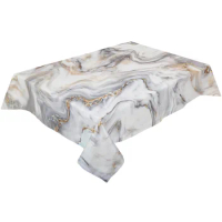Abstract Graffiti White Marble Waterproof Tablecloth Rectangular Table Cloth Dining Coffee Table Cover Kitchen Decor