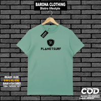 COD - Kaos Distro Pria / Kaos Distro Unisex Motif Planet Surf Hitam Bahan Katun Combed Tebal / Kaos 