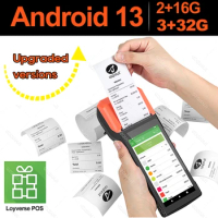 4G Android 13 POS PDA Handheld Terminal 1D 2D Barcode Scanner Reader Built-in Thermal Receipt Bill POS Printer Wifi NFC Loyverse