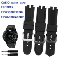 Silicone WatchBand For Casio PRG-300/PRW-6000/6100/3100/3000 PROTREK Modified Resin Rubber Strap Waterproof Men Soft Accessories