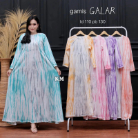 Gamis Wanita Batik Pelangi khas Pekalongan Modern Kekinian