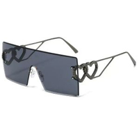 無框太陽鏡歐美個性大框方形時尚無邊框雙心時尚墨鏡