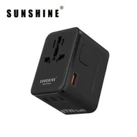 陽光 - PD67W GaNIII QC3.0 ApexCharge快充通用旅行轉插 4Ports 3C1A 旅行插座 黑色 內置英國 美國 歐洲 日本 澳洲插座 適用於iPhone 17 TRB-6