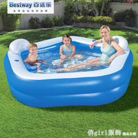 Bestway54153二環五角形水池兒童游泳池帶靠背座位家庭戲水池全館特惠免運YTL 雙11全館免運