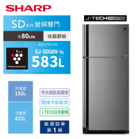 SHARP夏普583L自動除菌離子變頻雙門電冰箱(炫銀鋼板)SJ-SD58V-SL