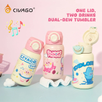 CIVAGO（17oz）Stainless Steel Straw Tumbler Cute Vacuum Insulated Large Leakproof Water Bottle Kids