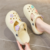 Summer Platform Coros Shoes Jelly Beach Shoes Girls Garden Students Flat Slip-Resistant Closed-Toe Slippers Sandals for Women