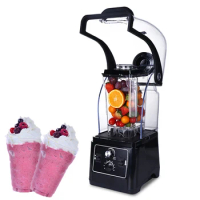 220V/110V Commercial Blender Mixer Juicer Ice Smoothies Fruit Food Processor 1.6L Sound Insulation