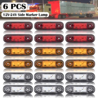 6PCS Warning Light LED Trailer Red Amber White 12V 24V 3 LED Side Marker Truck Accesorios Parking Lights for Truck