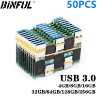 50PCS Wholesale USB 3.0 High speed memory flash 4GB 8GB 16GB 32GB 64GB 128GB 256G U disk semi-finished chip pendrive DIY nesting