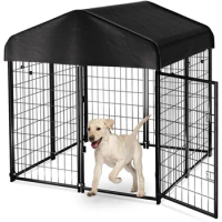 PawGiant Dog Kennel Outdoor Dog House with Roof Waterproof Cover for Medium to Small Dog Outside 4ft x4ft x 4.5ft,Dog Enclosures