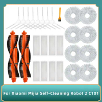 For Xiaomi Mijia Self-Cleaning Robot 2 C101 Robot Vacuum Cleaner Main Side Brush Hepa Filter Mop Cloths Rag Accessories Parts