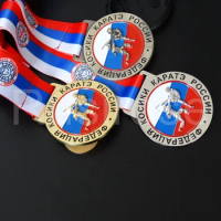 Personality taekwondo medal custom, with high-grade webbing, webbing can print text pattern medals, 3D stereo custom medals