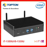 Topton 13th Gen Fanless Mini PC Intel i7 1355U i5 1335U Windows 11 PCIE4.0 Dual 2.5G LAN Tunderbolt 4 Mini Gaming Computer WiFi6