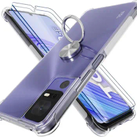 Ring Holder Reinforced Corners 2pcs Tempered Glass Clear Case for TCL 502 4G Ion Z 40XE 40 SE X 403 405 30 SE 406 408 305 306