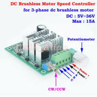 15A DC 5V 12V 24V hho pwm 3-Phase Brushless Motor Speed Controller Driver bldc motor controller 24v Reversible Switch
