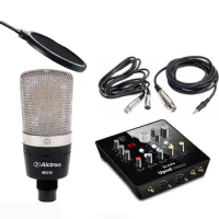 Alctron MC410 and iCON upod nano condenser microphone sound card recording set for studio and live broadcasting, with pop filter