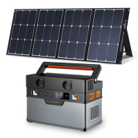 700W Portable Power Station 606Wh Emergency Power Supply With 18V 200W Monocrystalline Foldable Portable Solar Panel