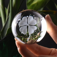 水晶球四葉草麋鹿星空圓球創意家居裝飾玻璃球擺件父親節生日禮物