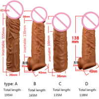 Liquid silicone Condom Penis Extender Sleeve Delay Ejaculation Intimate Goods Sex Toys For Men