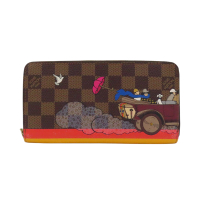 【二手名牌BRAND OFF】LOUIS VUITTON LV 路易威登 棕色 棋盤格 帆布 Evasion 拉鏈錢包 長夾 N61240