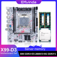 X99-DDR3 White Motherboard Set Kit With Intel LGA2011-3 Xeon E5 2666 V3 CPU DDR3 16GB (2*8GB) 1333MHZ RAM Memory NVME M.2 SATA