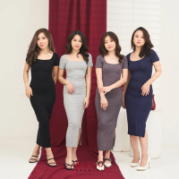[HaloFashion] Cassie Sexy Dress Basic Dress Midi Dress Elegant Dress Korean Fashion Special Collabor