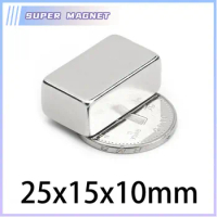 2/5/10/15pcs 25x15x10mm NdFeB Search Quadrate Magnet Stong Magnets 25x15x10 mm N35 Powerful Neodymium Magnetic 25*15*10mm