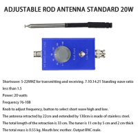 20W QRP HF Shortwave Radio Tuner Portable Adjustable Transceiver Rod Antenna 5-22Mhz Shortwave SWR 76-108Mhz FM Antenna