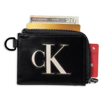 【Calvin Klein】2023男時尚CK標黑色拉鍊卡夾零錢包【預購】