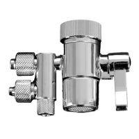 Brass Diverter Valve Silver 3/8in &amp; 5/16in Out Diverter Valve Faucet Filter Long Lasting Parts For ESpring