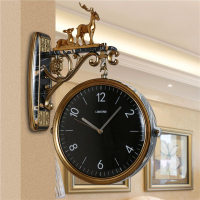 麗盛歐式雙面掛鐘表靜音客廳走廊玄關家用現代輕奢新中式風格時鐘