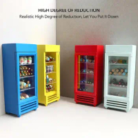 Mini Dollhouse Miniature Refrigerator Play Doll Food Drink Toy Fridge Single Door Modern Miniature Furniture For Kitchen