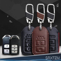Leather Car Key Case Cover For Honda Accord Vezel Civic Pilot CRV HRV JAZZ Protection Key Shell Skin Bag 1PCS 2 3 Buttons