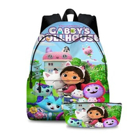 Cute Cartoon Gabby's Dollhouse Backpack Students Casual Rucksack Kids Boys Girls Waterproof Bookbag Gabby Cats Schoolbag Pen Bag