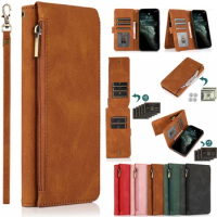 For SONY Xperia1 II/1 III/Xperia 5 II/5 III/Xperia 10 II/10 III Ultra Thin Zipper Cover Wallet 8 Card Magnetic Flip Leather Case
