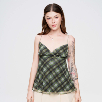 DOTTIE - Áo Hai Dây Cột Nơ Lưng Xanh Lá T1147 Chất Liệu Thun Lưới Co Giãn Thoáng Mát Size S M L